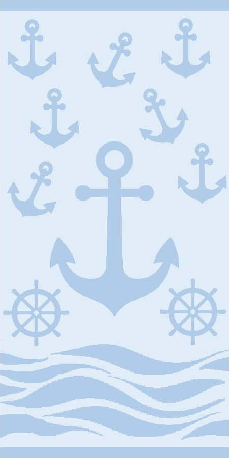Světle modrá froté bavlněná plážová osuška 70x140 cm Anchor – B.E.S. B.E.S.