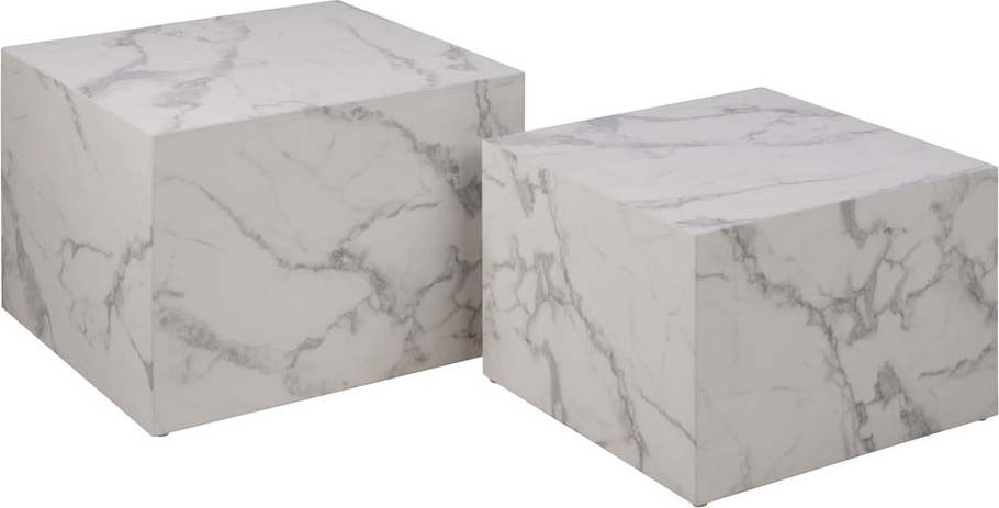 Bílé konferenční stolky v dekoru mramoru v sadě 2 ks 58x58 cm Dice – Actona Actona