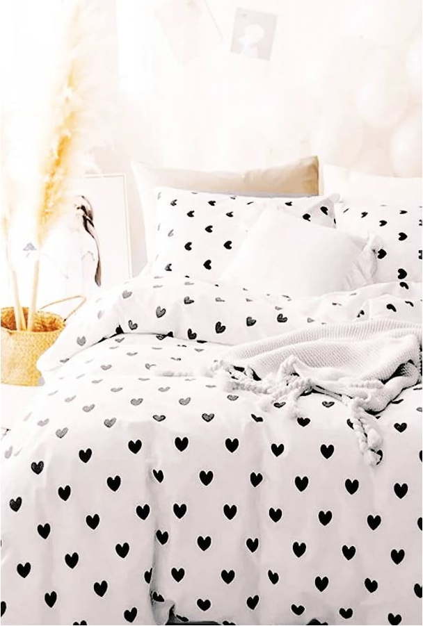 Bílé prodloužené povlečení na jednolůžko z bavlny Renforcé s prostěradlem/3dílné 160x220 cm Mini Hearts – Mila Home Mila Home