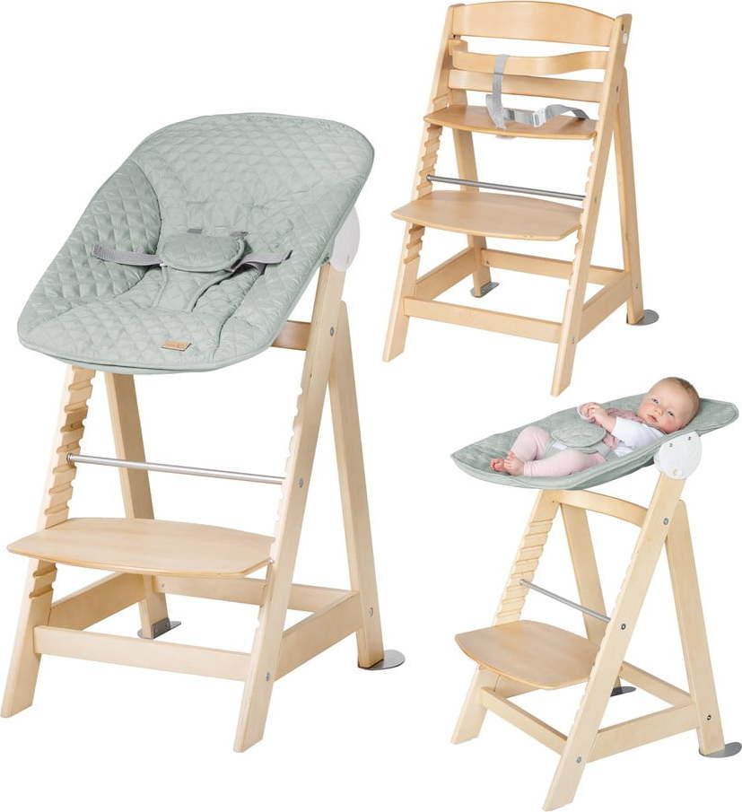 Jídelní židlička ve světle zeleno-přírodní barvě Style Born Up 2in1 – Roba Roba