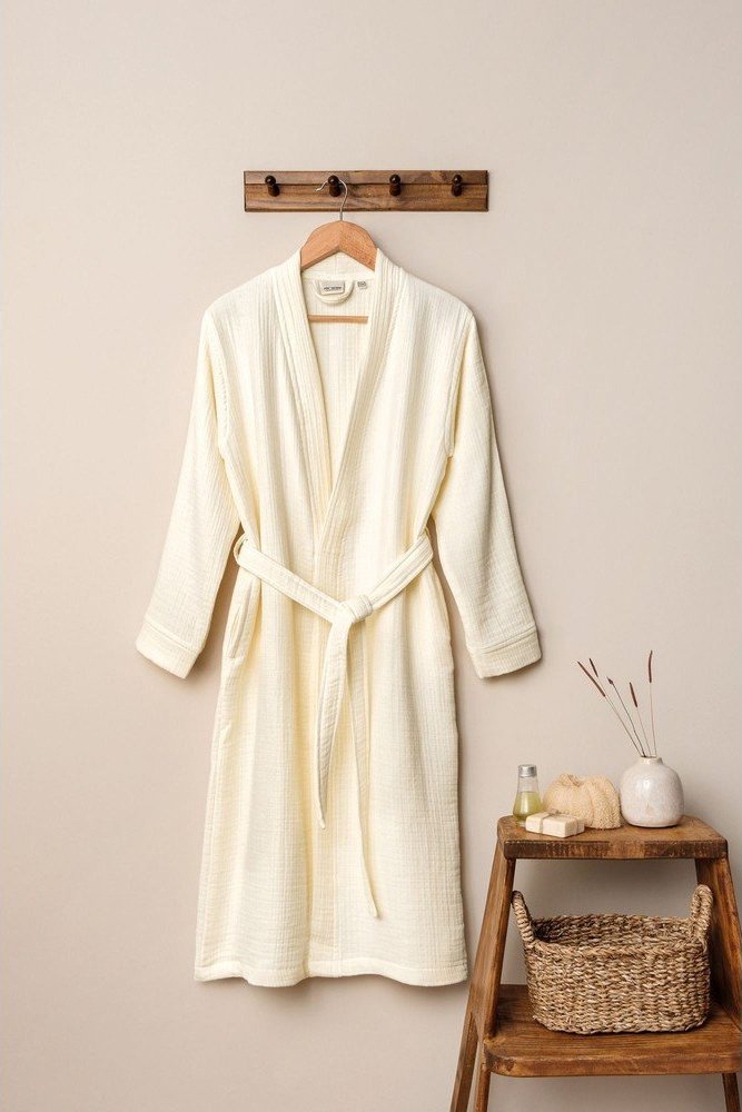 Krémový mušelínový župan velikost S/M Kimono – Foutastic Foutastic