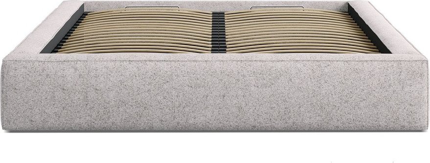 Béžová čalouněná dvoulůžková postel s úložným prostorem s roštem 140x200 cm Simon – Micadoni Micadoni