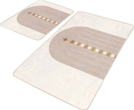 Béžové sametové koupelnové předložky v sadě 2 ks 60x100 cm – Mila Home Mila Home