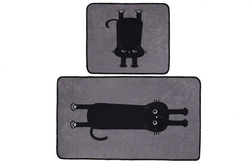 Černo-šedé koupelnové předložky v sadě 2 ks 60x100 cm Comfort – Foutastic Foutastic