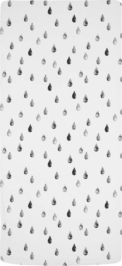 Černobílé napínací dětské prostěradlo do postýlky z bavlněného saténu 60x120 cm Bunnies in the Rain – Butter Kings Butter Kings