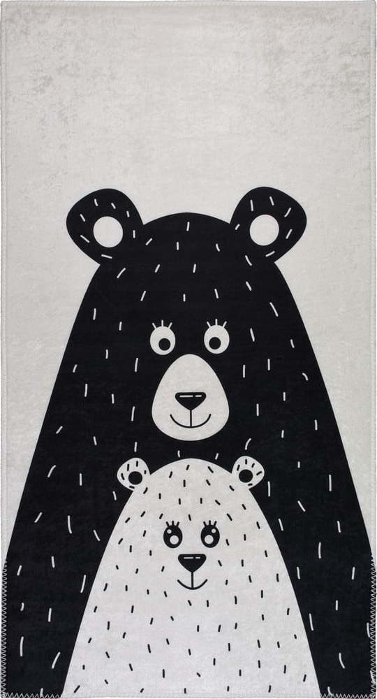 Černobílý pratelný dětský koberec 80x120 cm Bear Family – Vitaus Vitaus