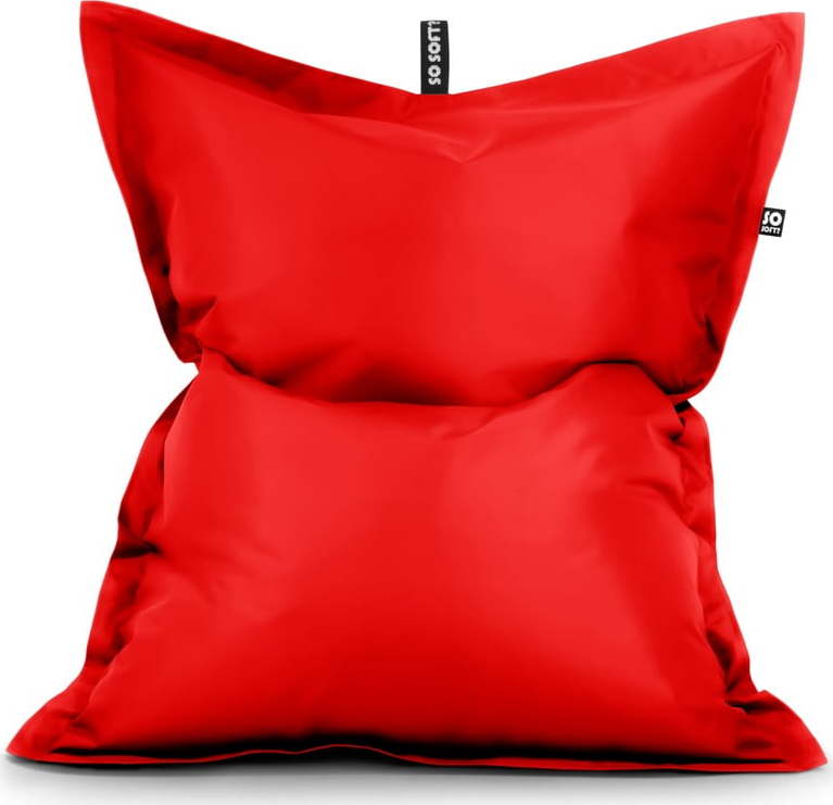 Červený sedací vak z imitace kůže Pad L – So Soft? So Soft?