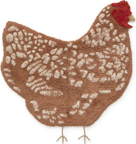 Hnědý pratelný ručně tkaný bavlněný dětský koberec 110x100 cm Chicken – Lorena Canals Lorena Canals