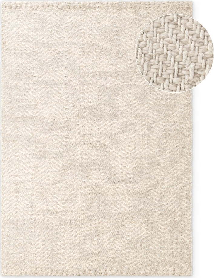 Krémový/slonovinový ručně tkaný koberec s příměsí vlny 200x290 cm Majoli – Elle Decoration Elle Decoration
