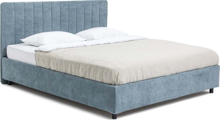 Modrá čalouněná dvoulůžková postel s úložným prostorem s matrací/s roštem 160x200 cm Myra Slim Line – Bonami Selection Bonami Selection