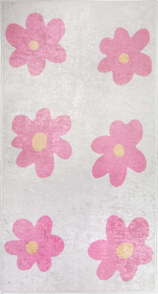 Růžový/slonovinový pratelný běhoun 80x200 cm Cute Flowers Pink – Vitaus Vitaus