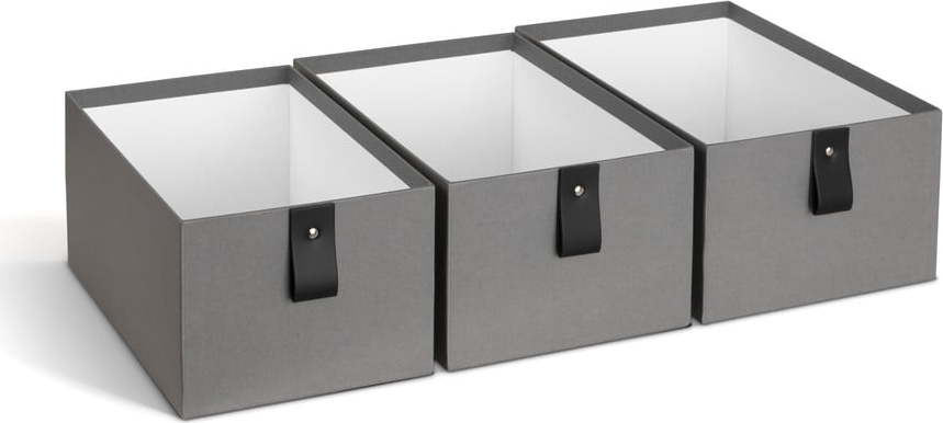 Šedé kartonové úložné boxy v sadě 3 ks 20