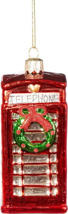 Skleněná ručně vyrobená vánoční ozdoba 11 cm Phone Box – Sass & Belle Sass & Belle
