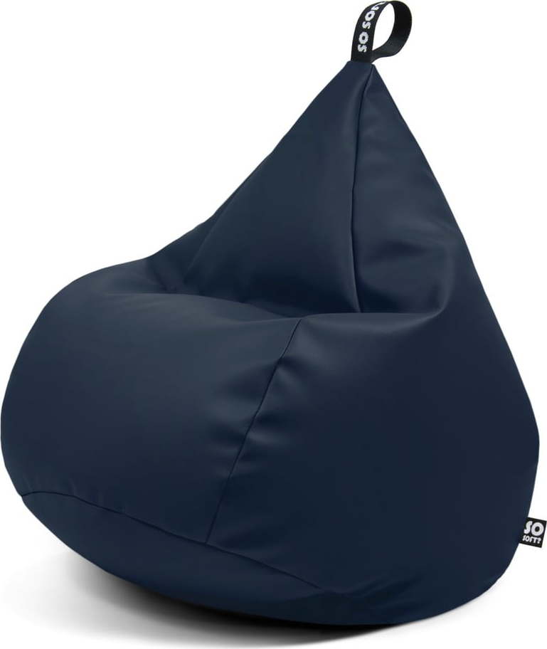Tmavě modrý sedací vak z imitace kůže Drop XL – So Soft? So Soft?